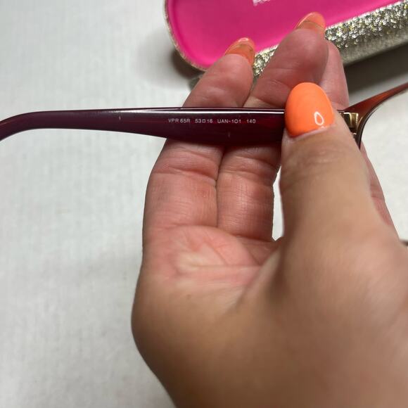 PRADA Maroon & Gold PR 65RV 53 x 16 Lightweight Women’s Designer Eye Glasses - Picture 2 of 12